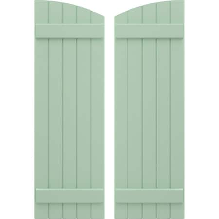 Americraft 5-Board (2 Batten) Wood Joined Board-n-Batten Shutters W/ Ellipt Top, ARW101BE518X62SGH